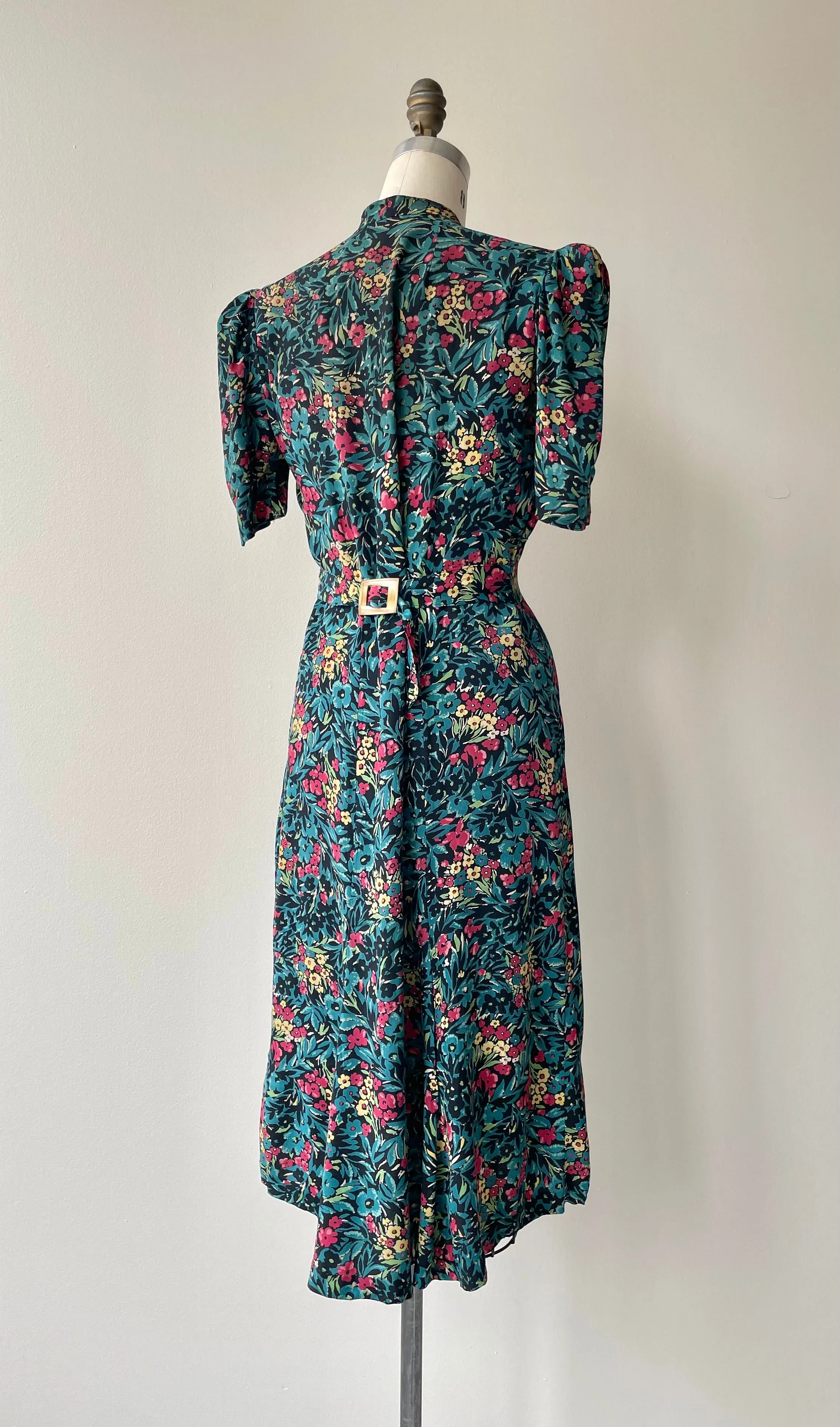 1930s Field Flowers Silk Dress