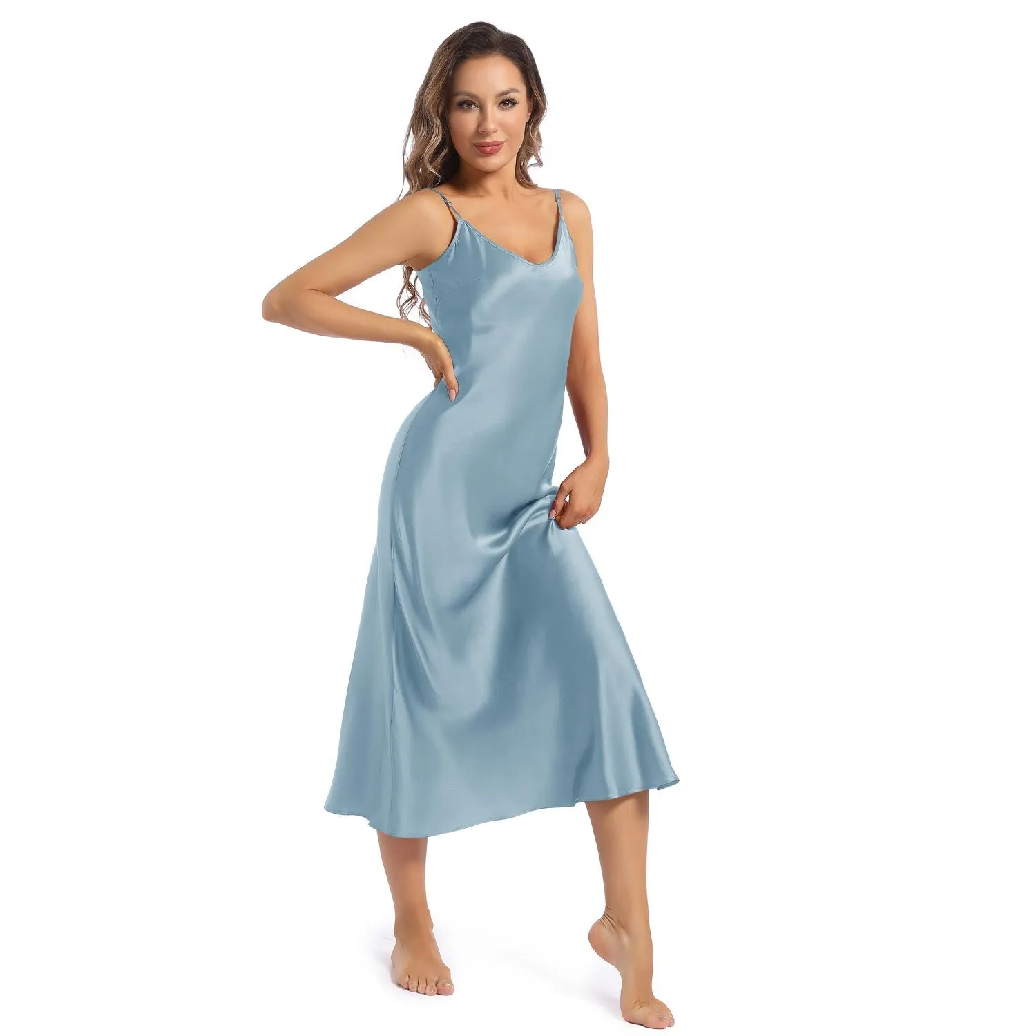 22 Momme Mulberry  Silk Nightgown For Women Long Silk Slips sleepwear Dress