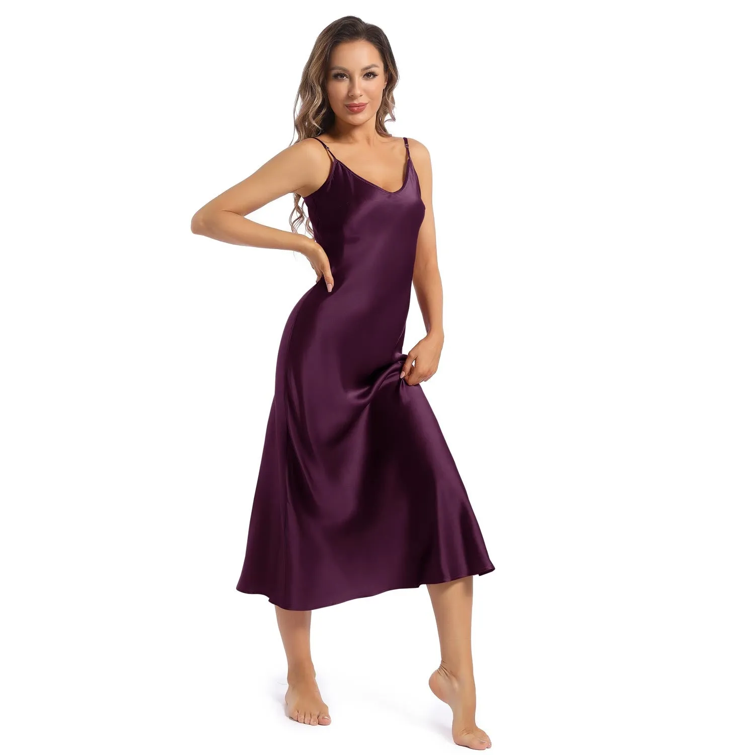 22 Momme Mulberry  Silk Nightgown For Women Long Silk Slips sleepwear Dress