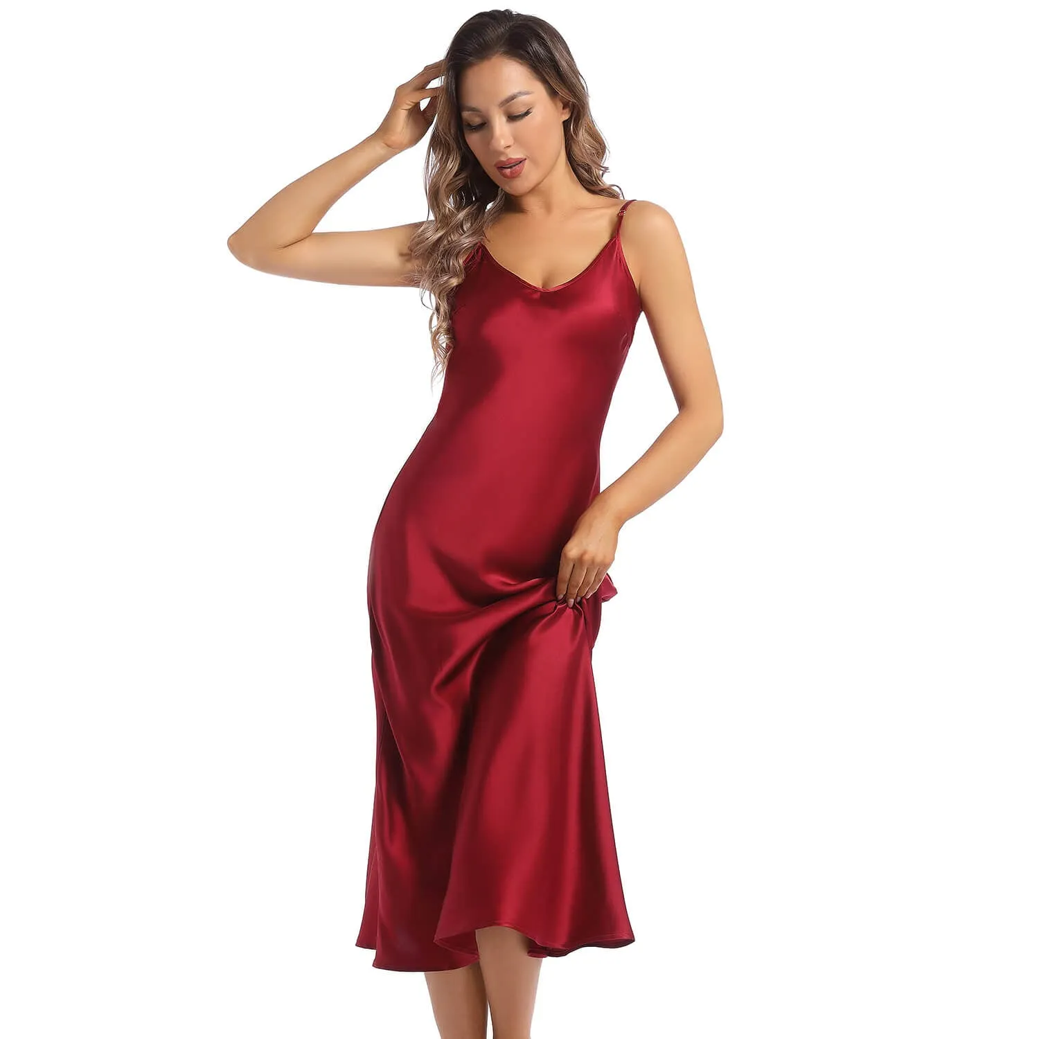 22 Momme Mulberry  Silk Nightgown For Women Long Silk Slips sleepwear Dress