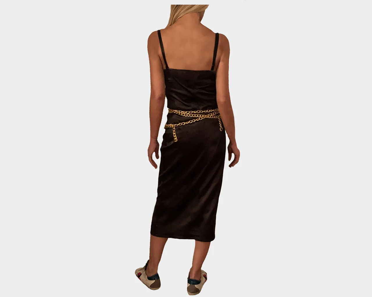 88 Black Mid-Length Maxi Silk-like Dress - The Park Avenue