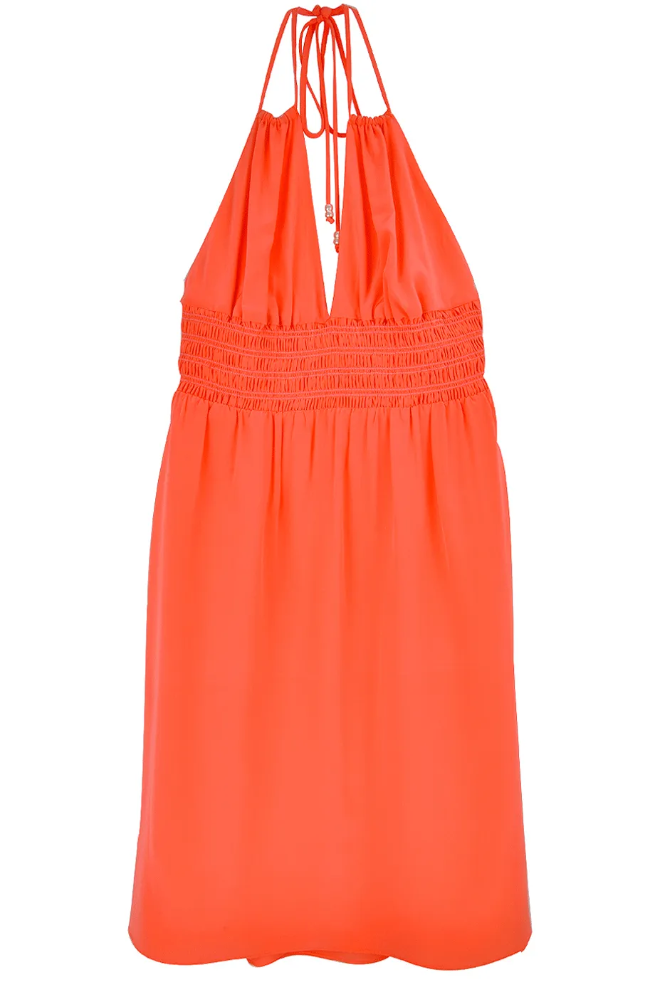 ALICE & TRIXIE VALERIA Coral Silk Halterneck Dress