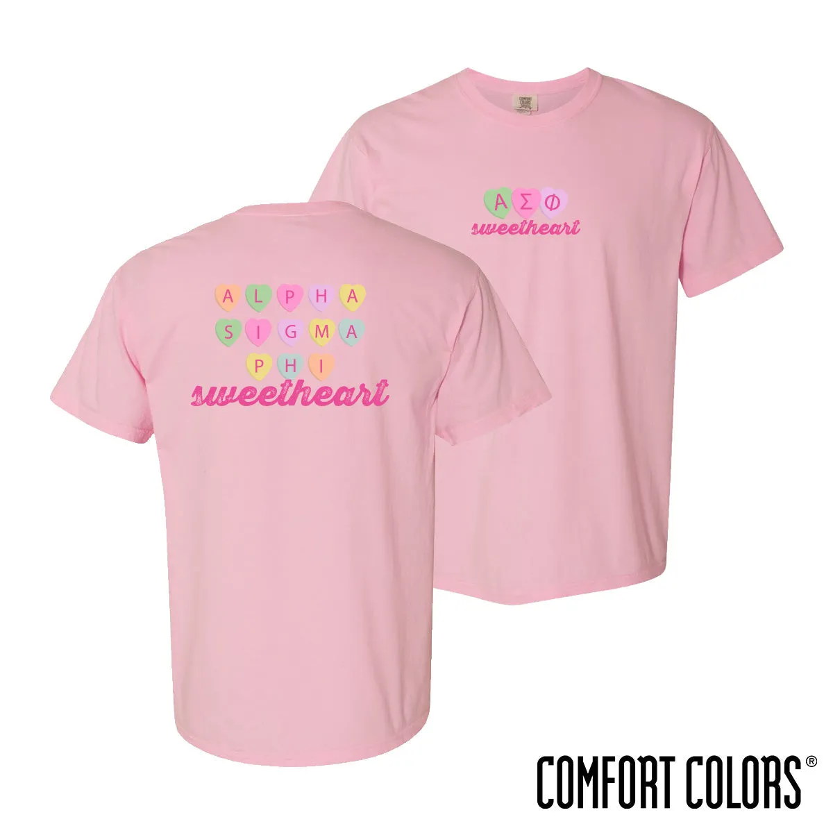 Alpha Sig Comfort Colors Candy Hearts Short Sleeve Tee