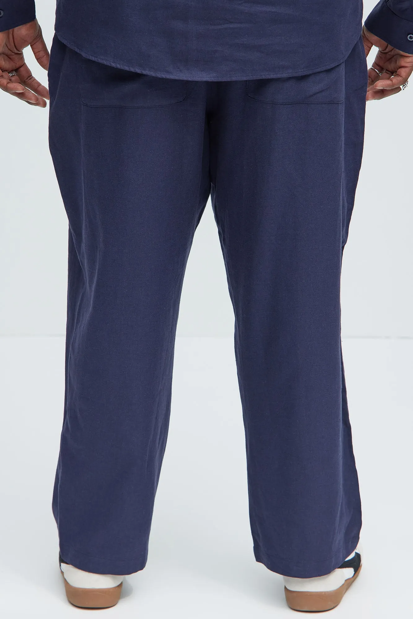 Bahamas Straight Linen Pants - Navy