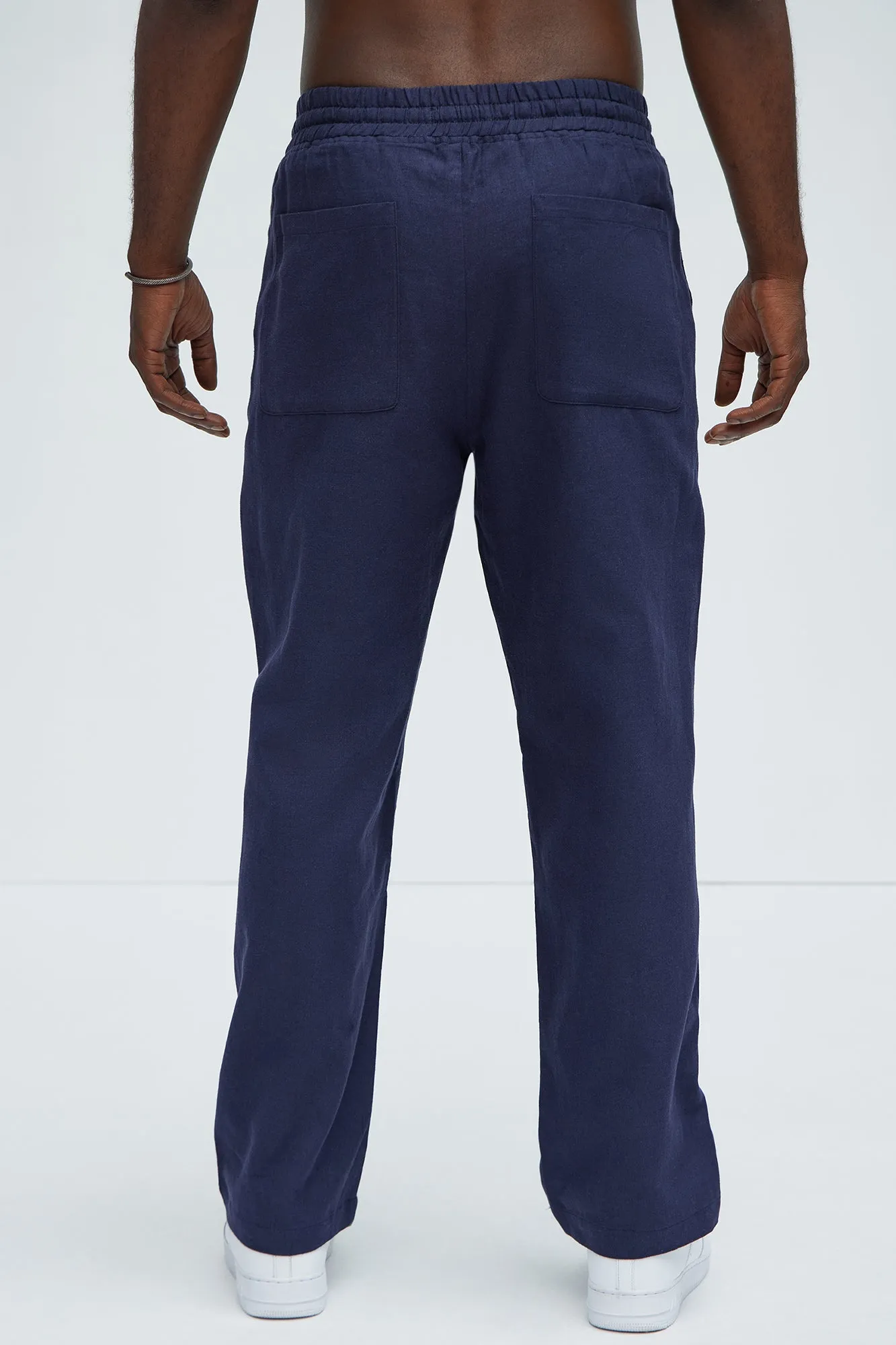 Bahamas Straight Linen Pants - Navy