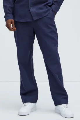 Bahamas Straight Linen Pants - Navy