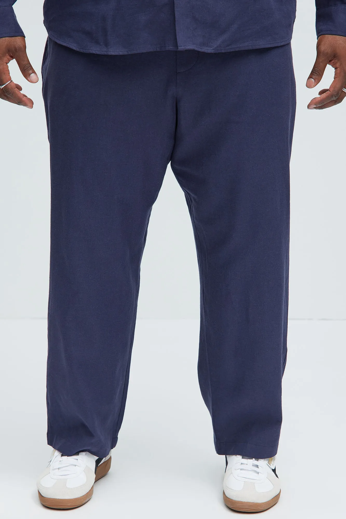 Bahamas Straight Linen Pants - Navy