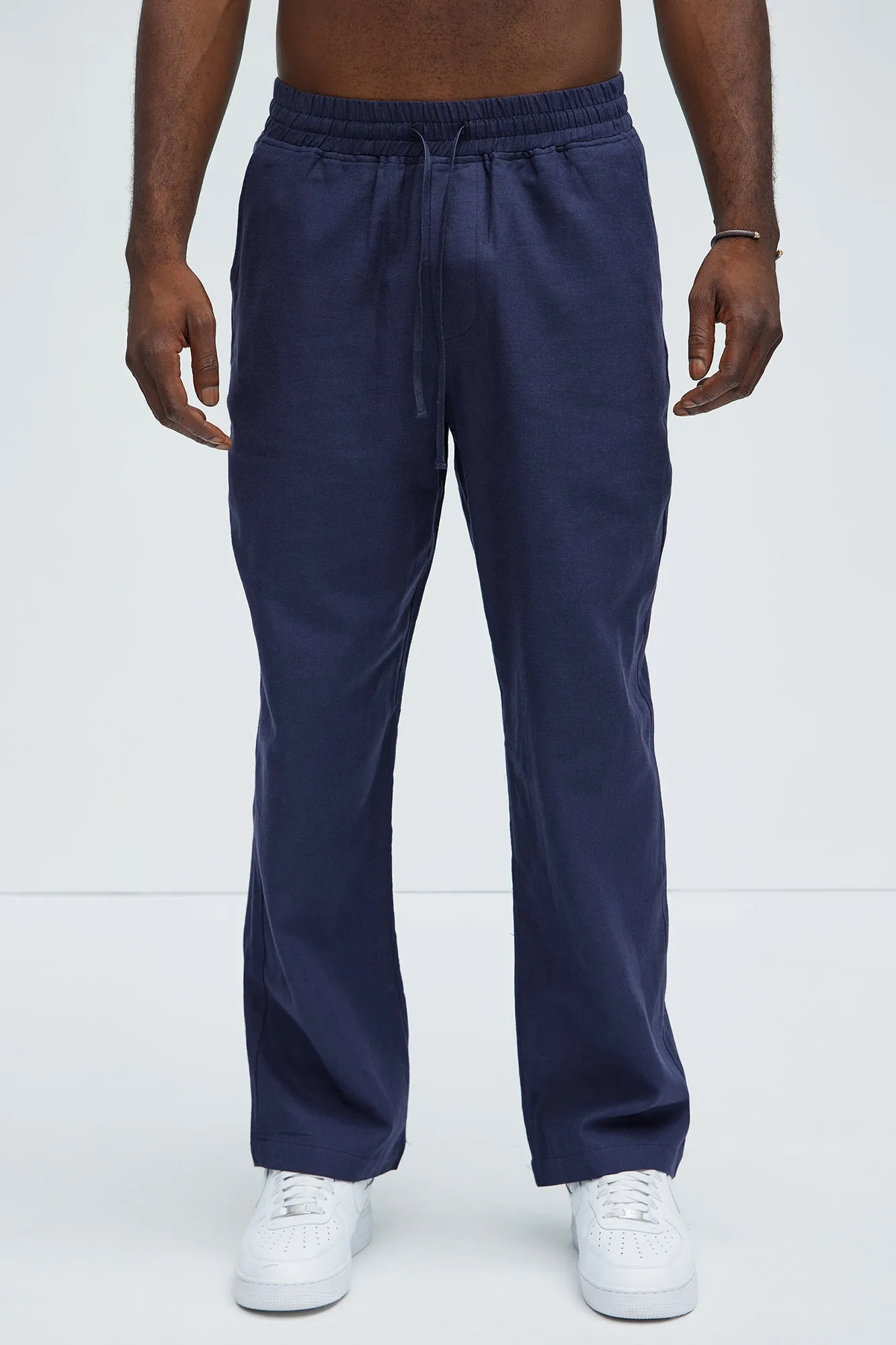 Bahamas Straight Linen Pants - Navy