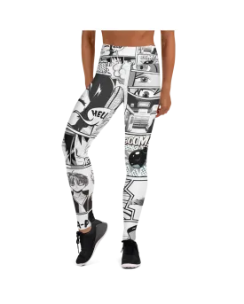 Black and White Comic Yoga Pants