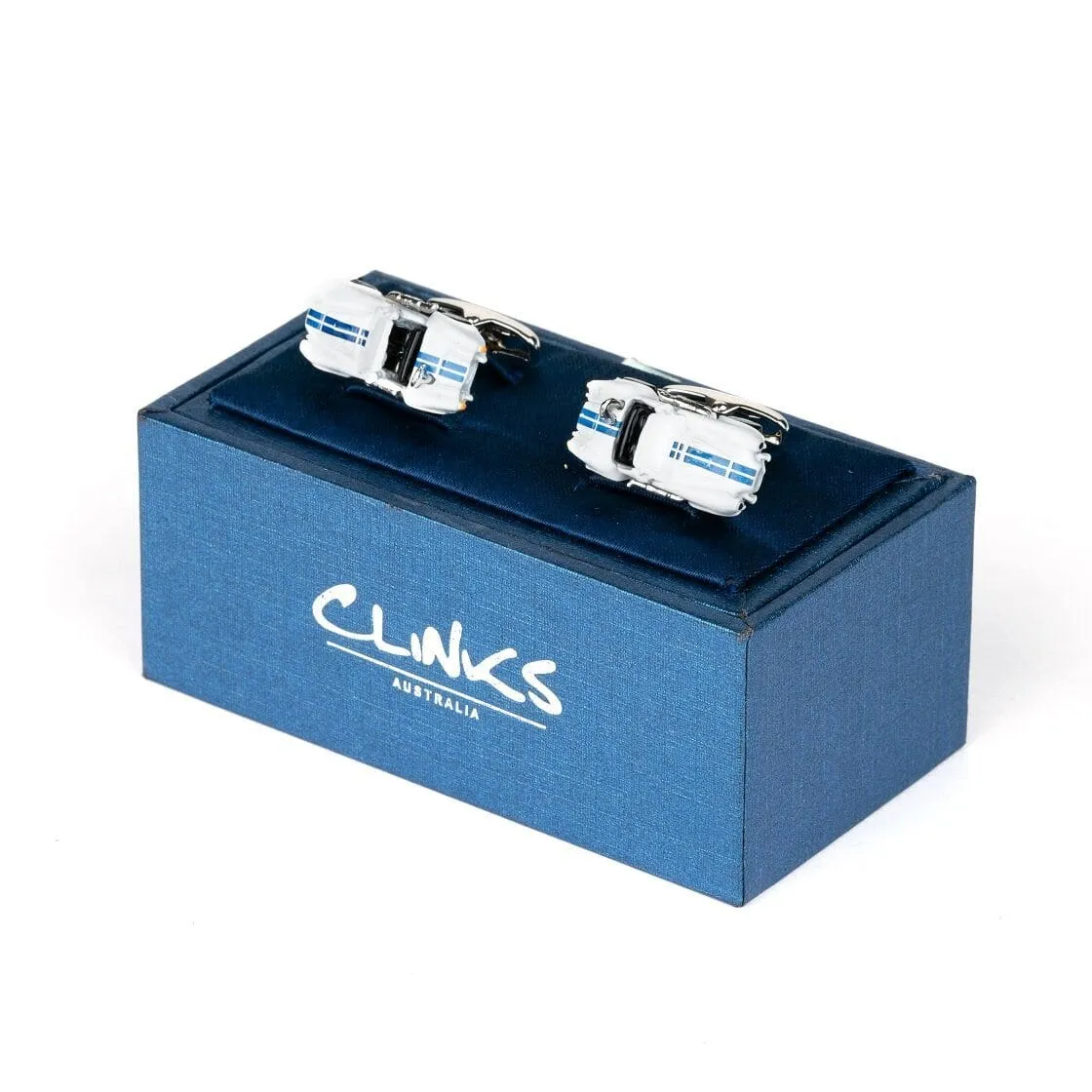 Blue White Classic Sports Car Cufflinks (AC Shelby Cobra)