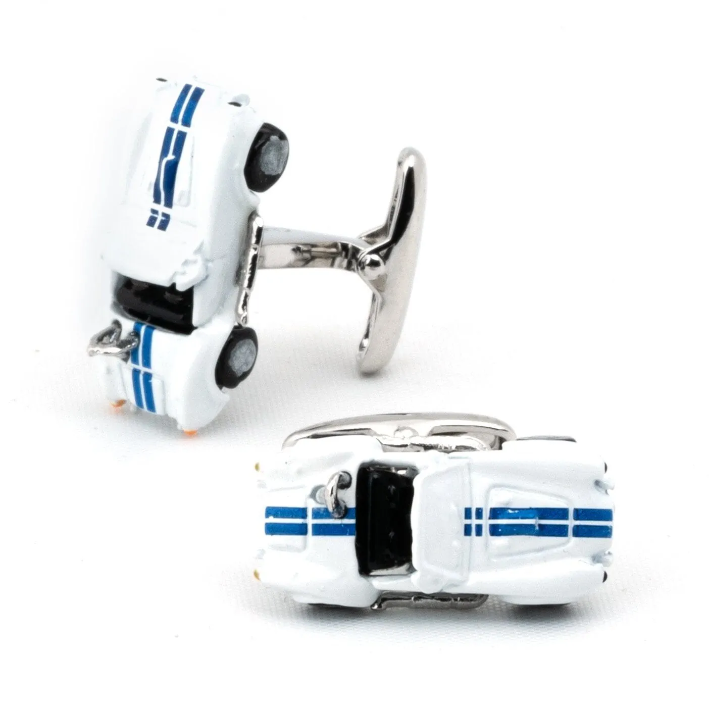 Blue White Classic Sports Car Cufflinks (AC Shelby Cobra)