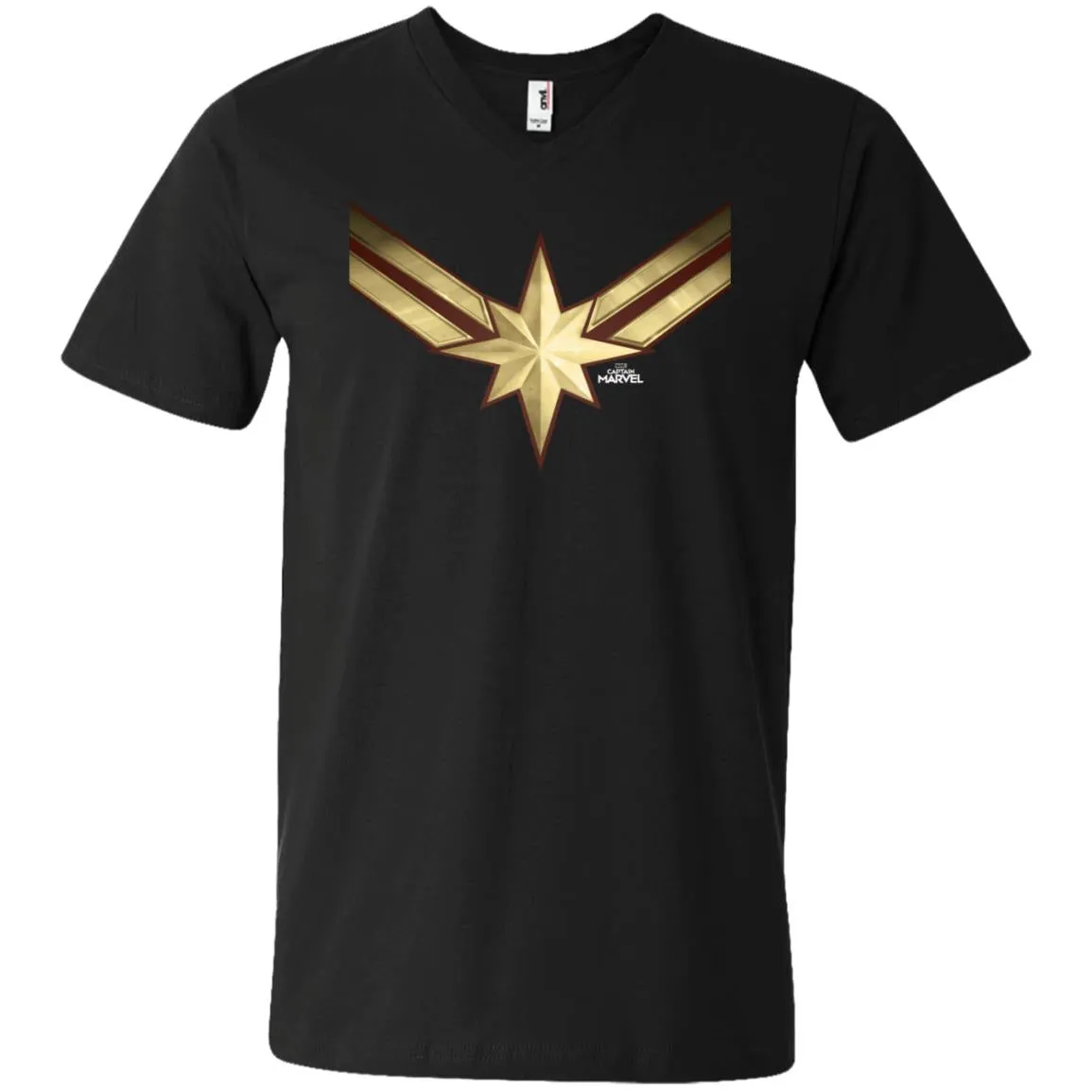 Captain Marvel Gleaming Chest Logo Men V-Neck T-Shirt