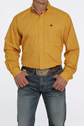 Cinch Mens Geometric Print Button Down Western Shirt - Gold - MTW1105448