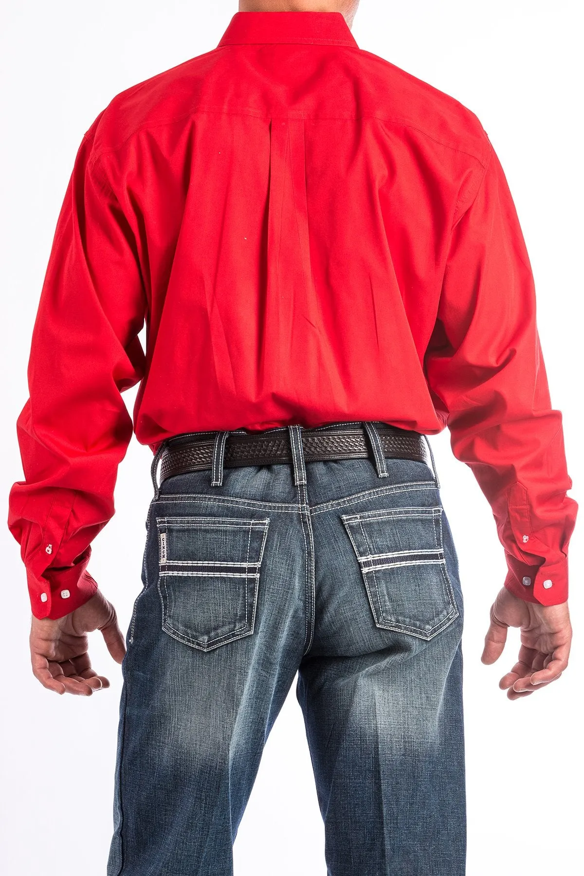 Cinch Solid Red L/S Shirt- MTW1103313