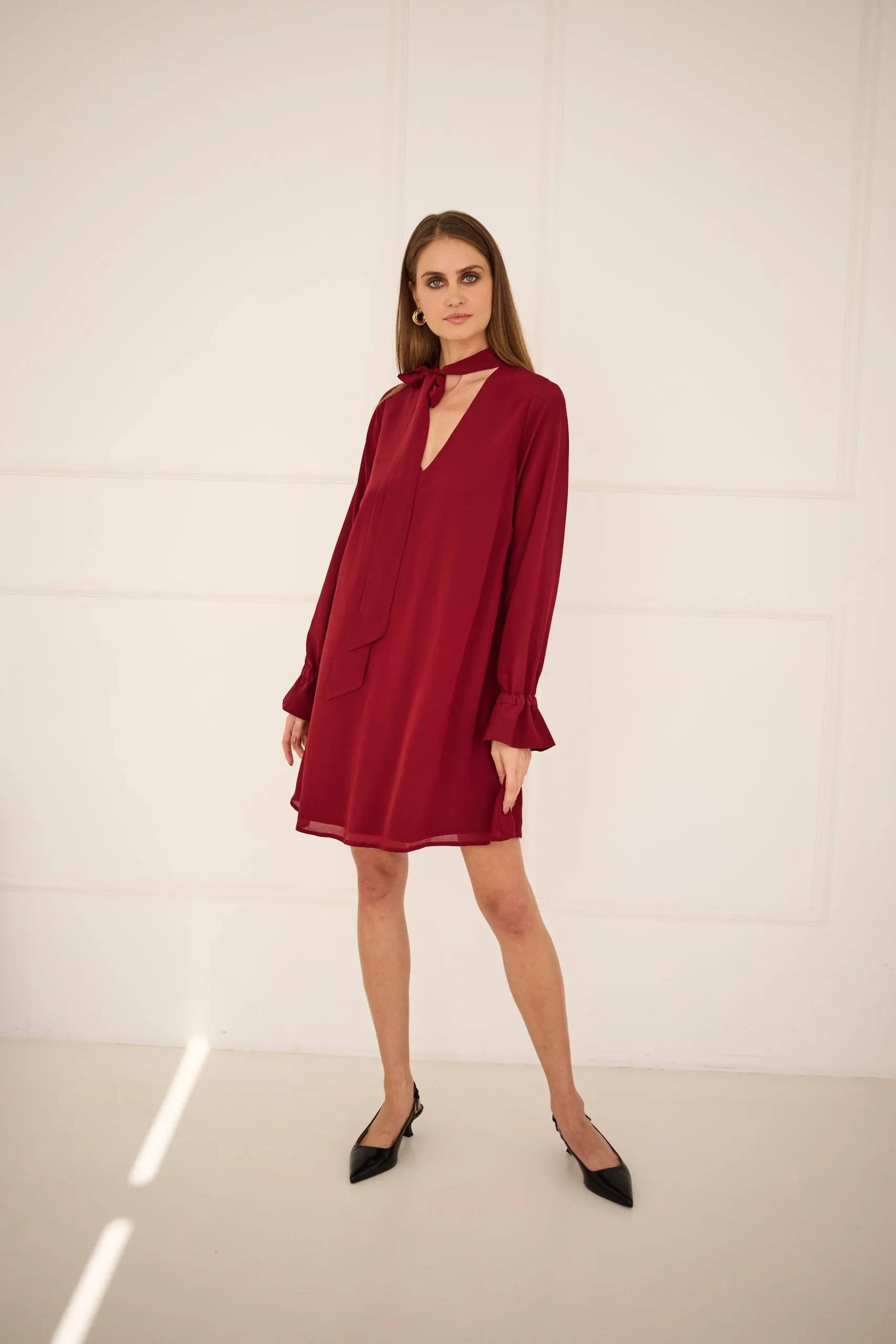 Dress With a Sash Burgundy