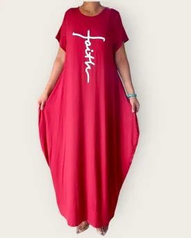 Faith Bubble  Jersey  Dress/Short Sleeve /Burgundy 2022SS