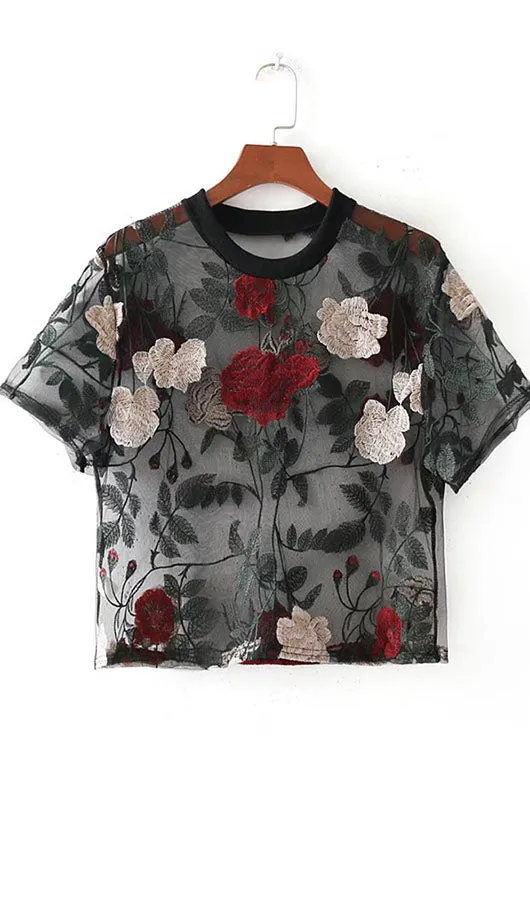 Floral Embroidery Lace Top