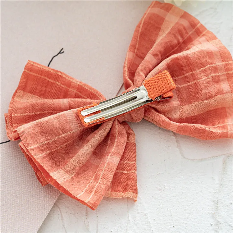 Girl Children's Cloth Barrettes Bow Candy Color