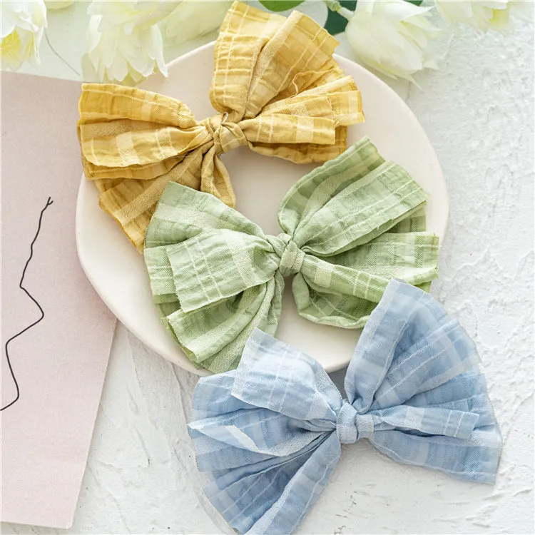 Girl Children's Cloth Barrettes Bow Candy Color