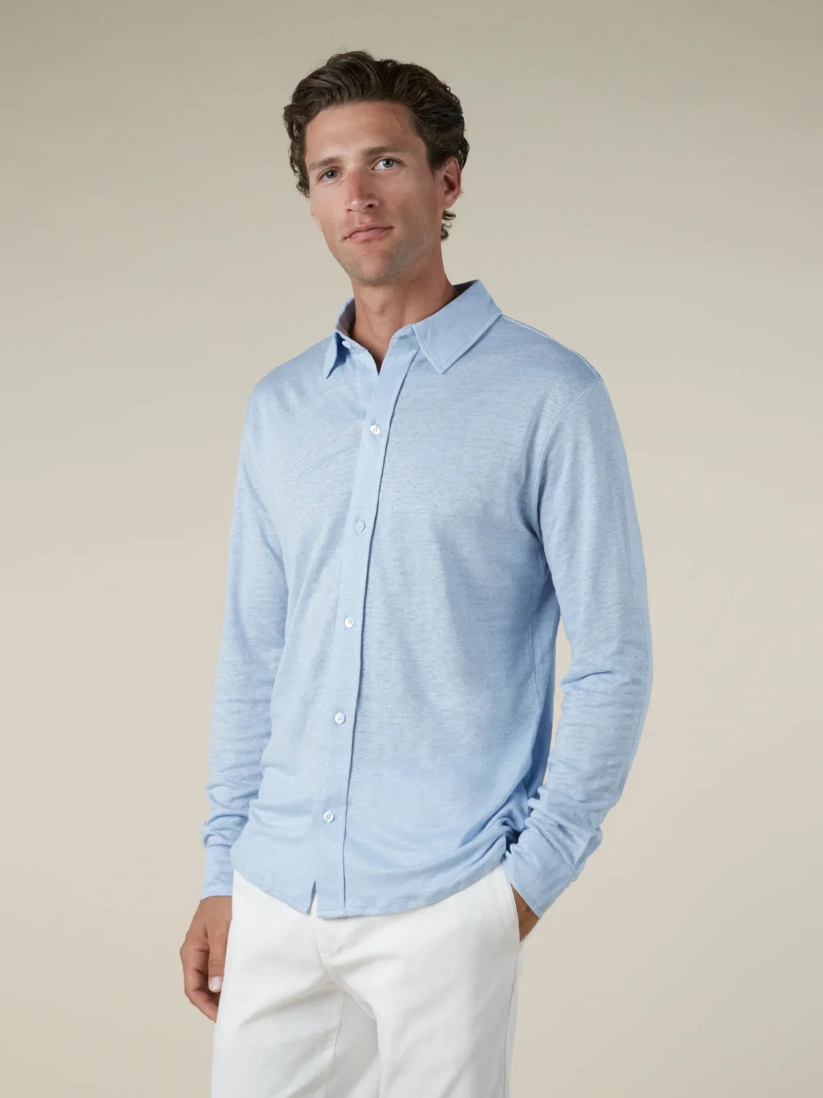 Light Blue Linen Bayside Shirt