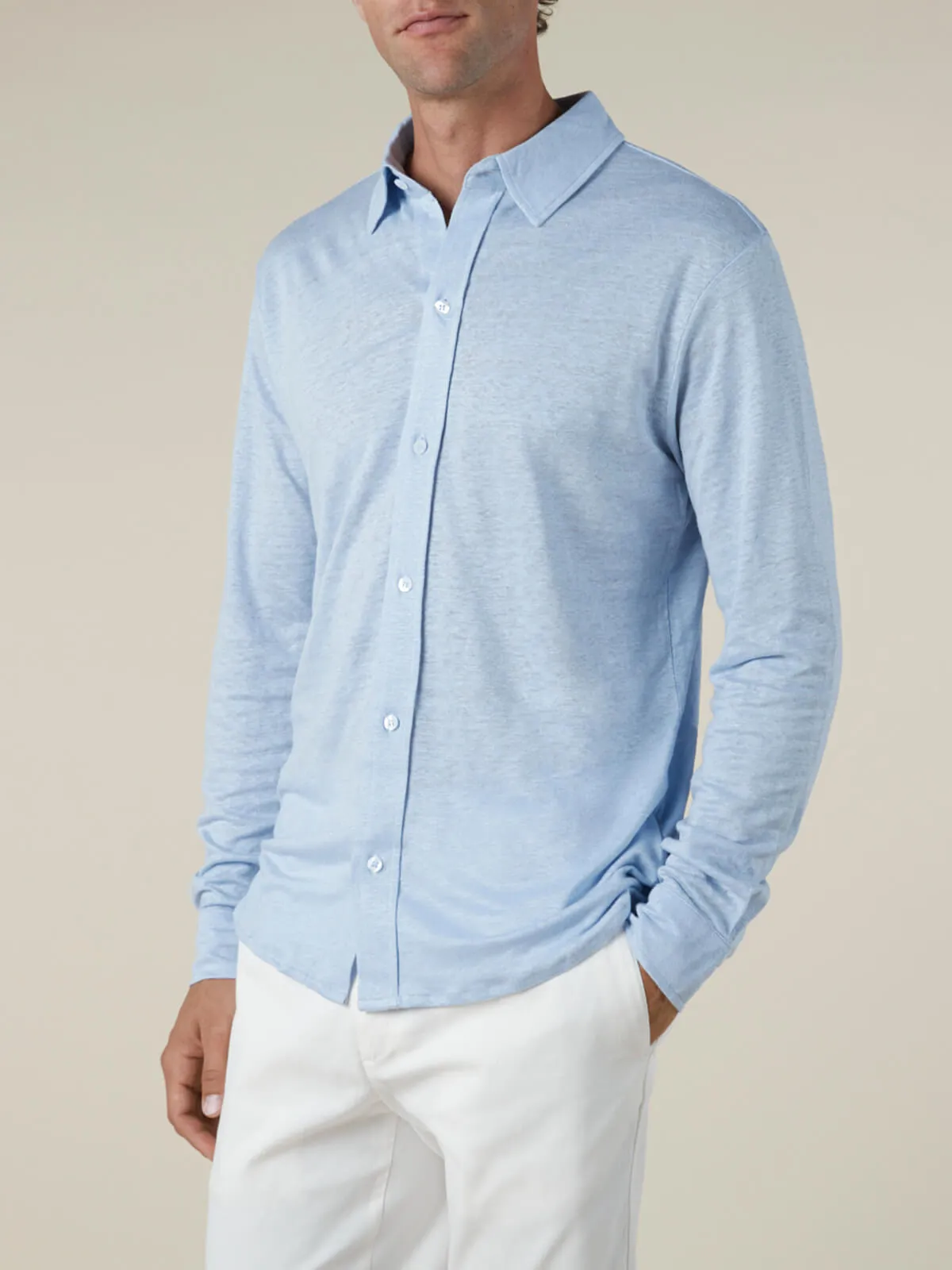 Light Blue Linen Bayside Shirt