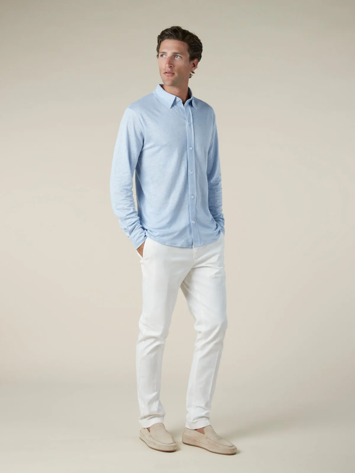 Light Blue Linen Bayside Shirt