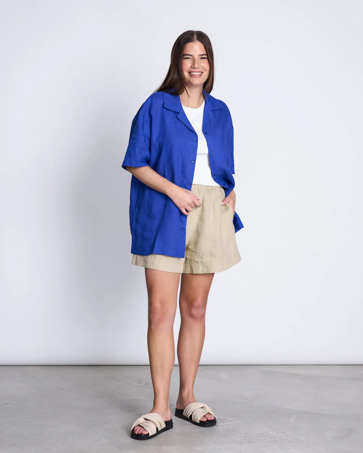 LINEN SHIRT GENT BLUE