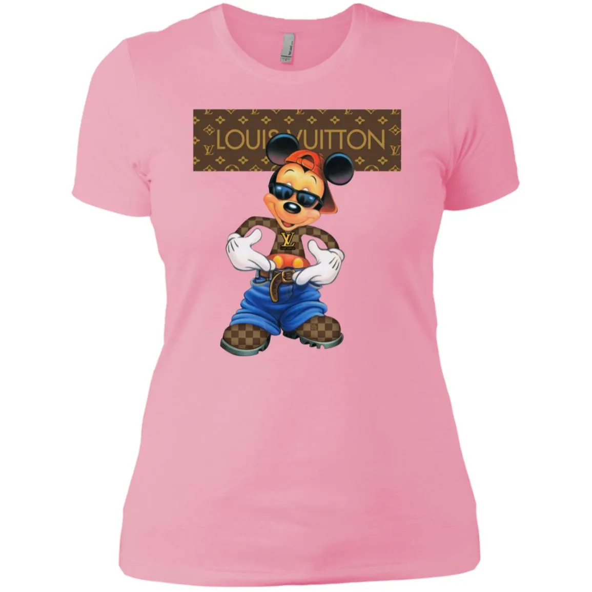 Louis Vuitton Mickey Mouse Cartoon T-shirt Women Cotton T-Shirt