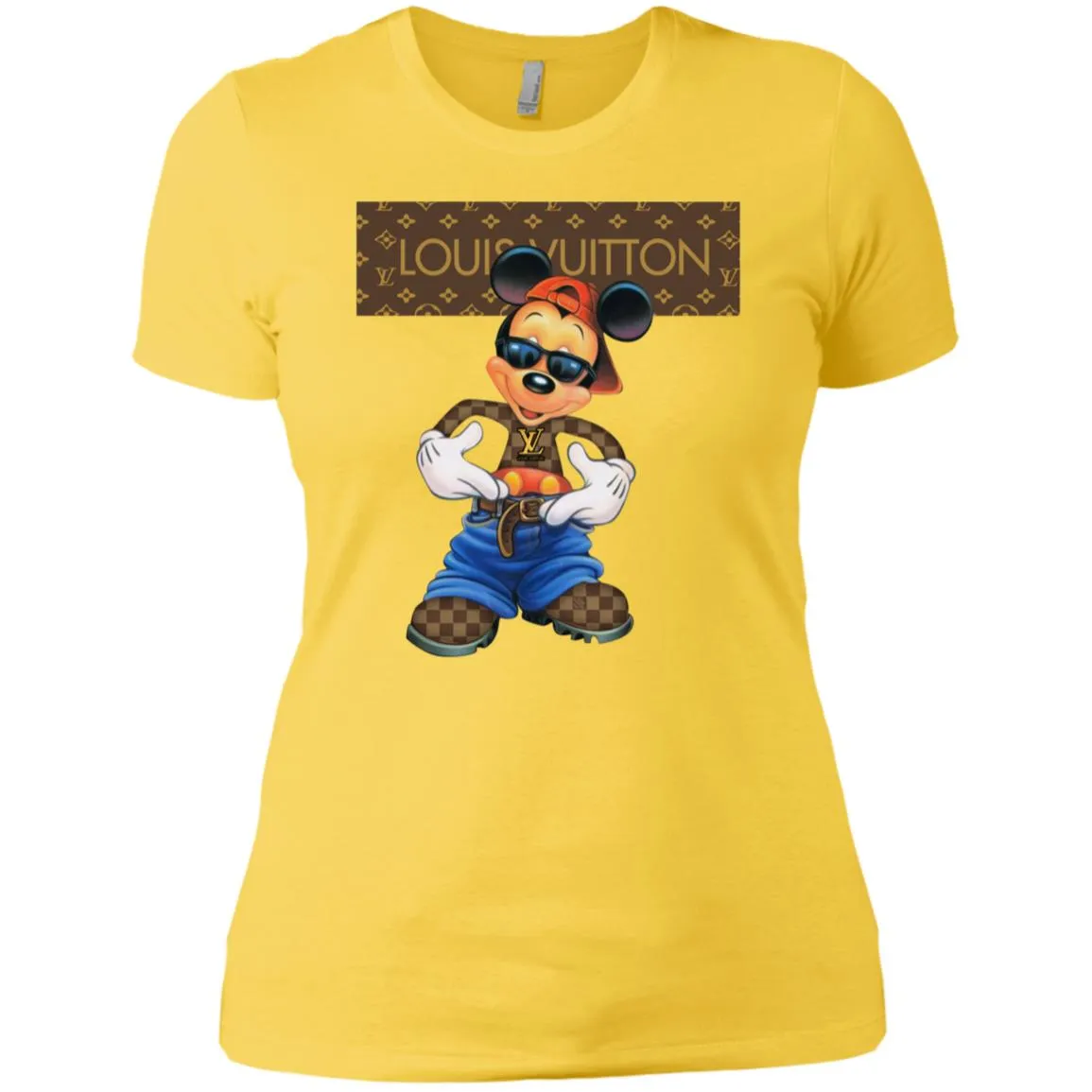 Louis Vuitton Mickey Mouse Cartoon T-shirt Women Cotton T-Shirt