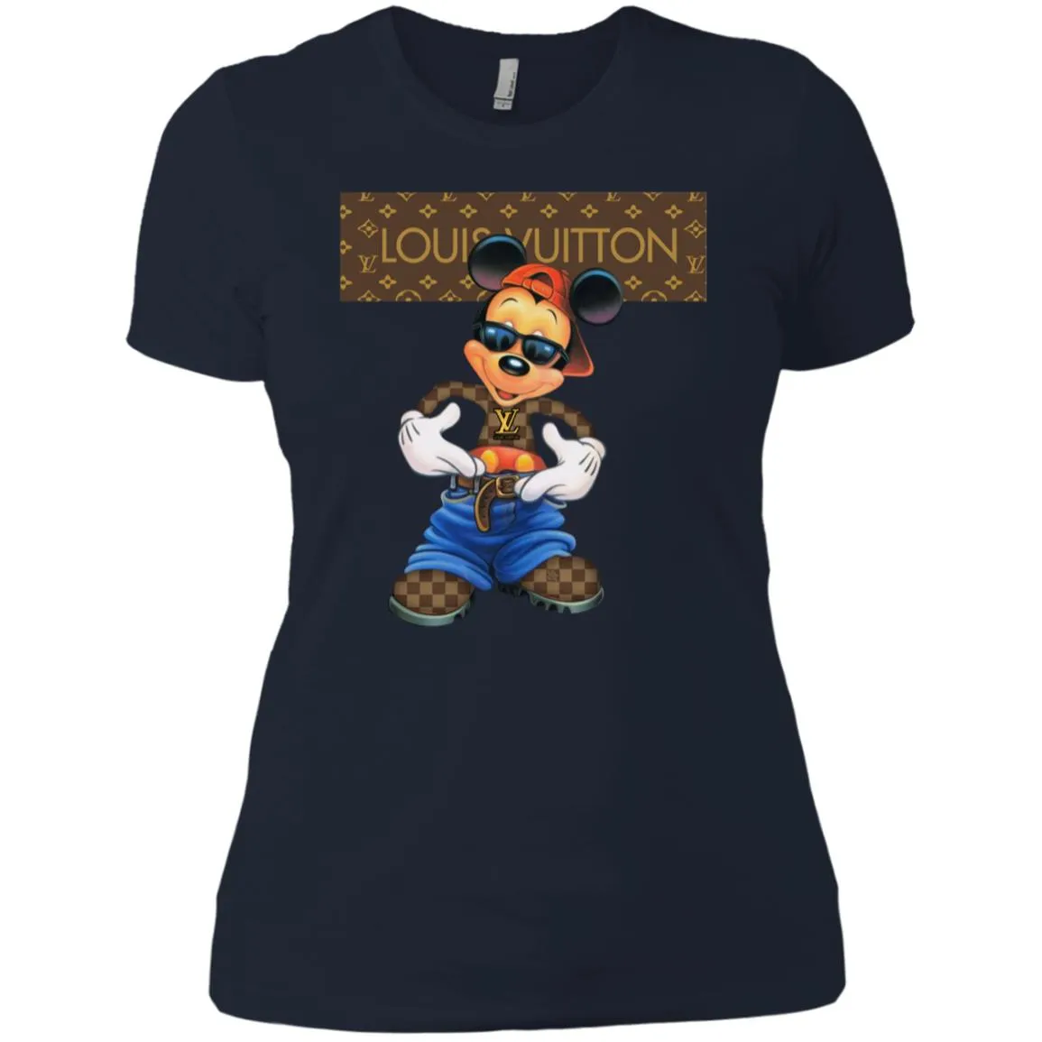 Louis Vuitton Mickey Mouse Cartoon T-shirt Women Cotton T-Shirt