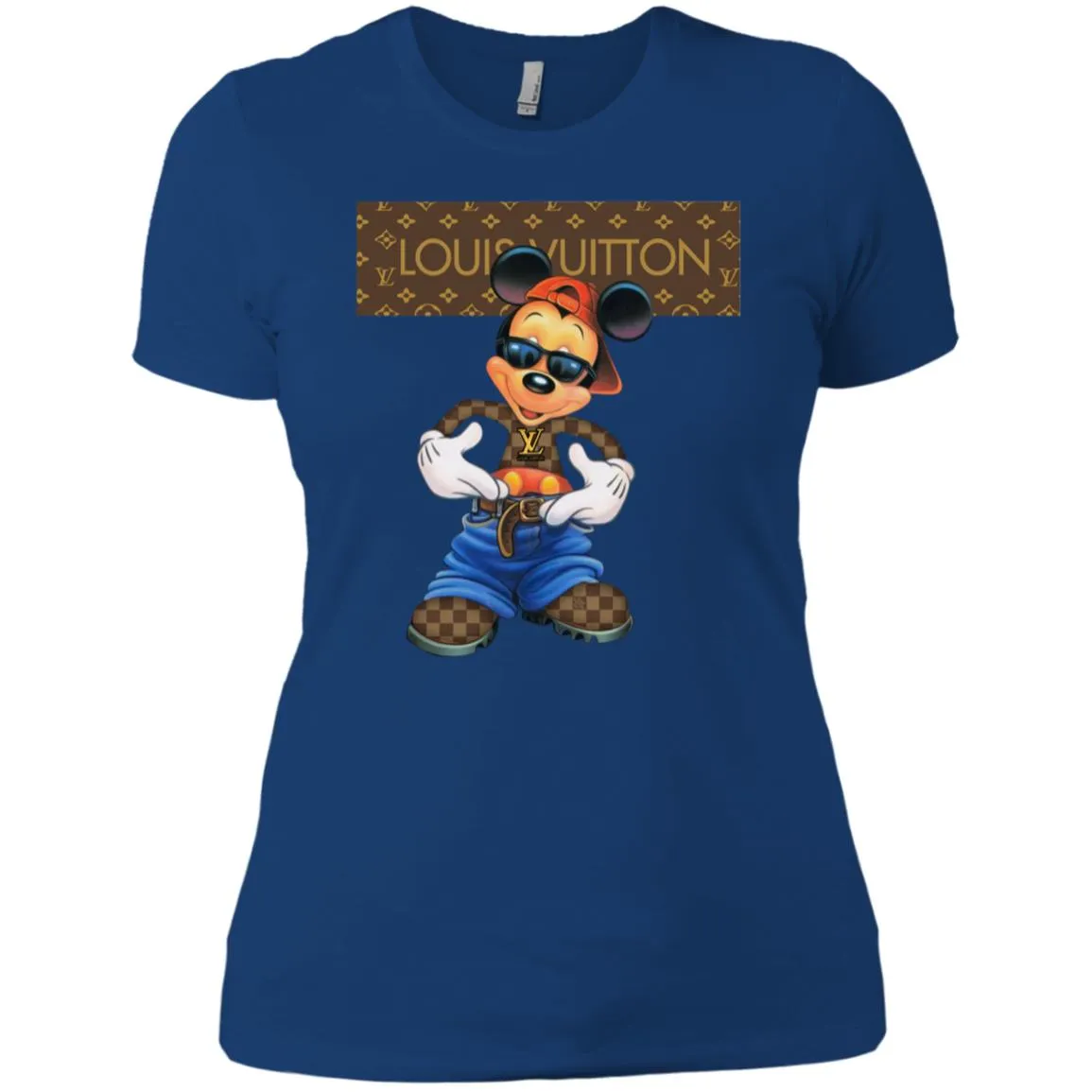 Louis Vuitton Mickey Mouse Cartoon T-shirt Women Cotton T-Shirt