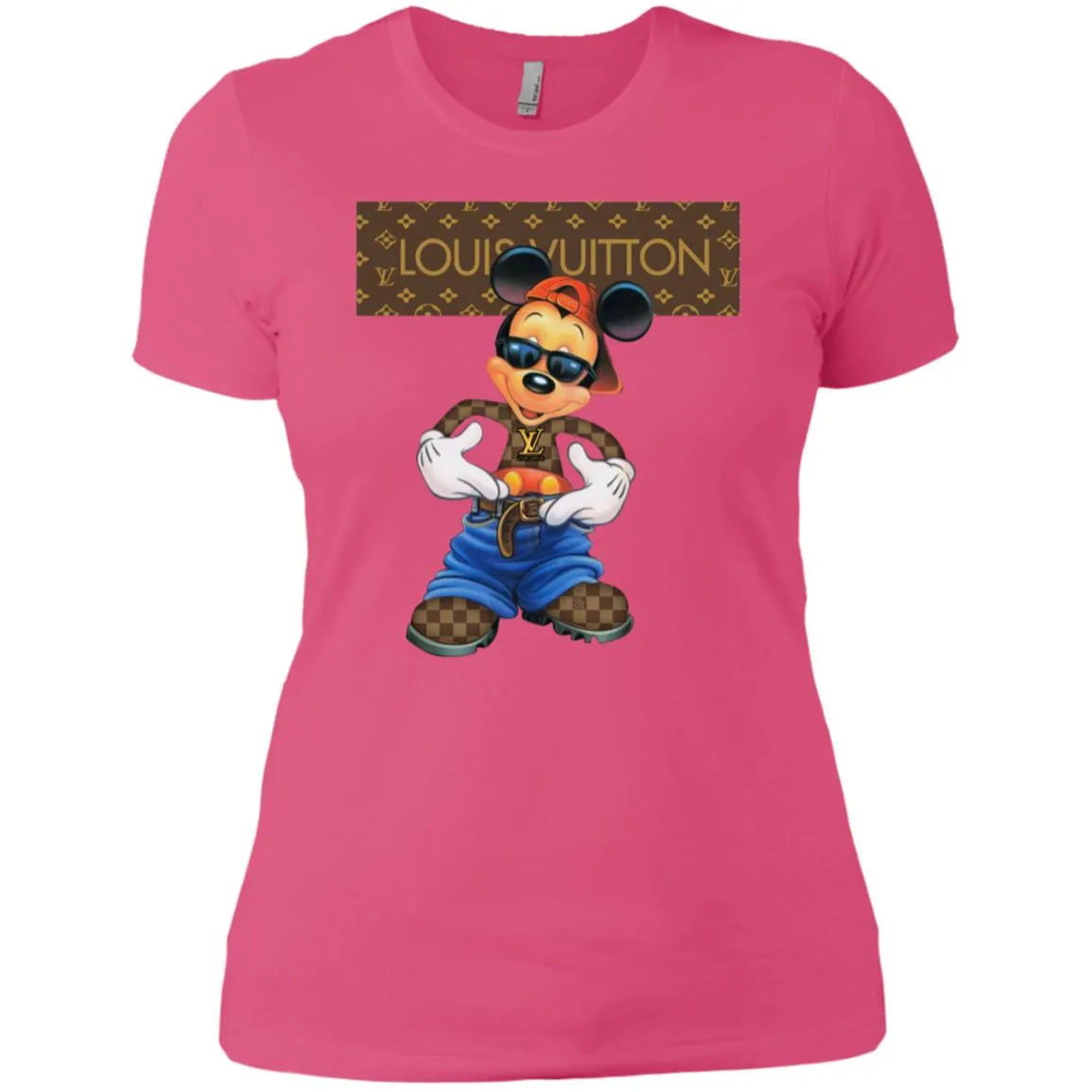 Louis Vuitton Mickey Mouse Cartoon T-shirt Women Cotton T-Shirt