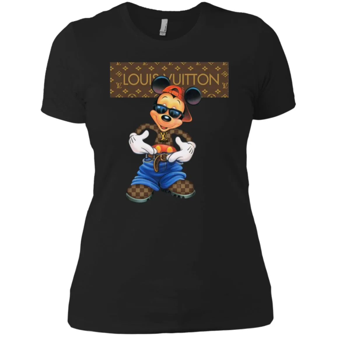 Louis Vuitton Mickey Mouse Cartoon T-shirt Women Cotton T-Shirt