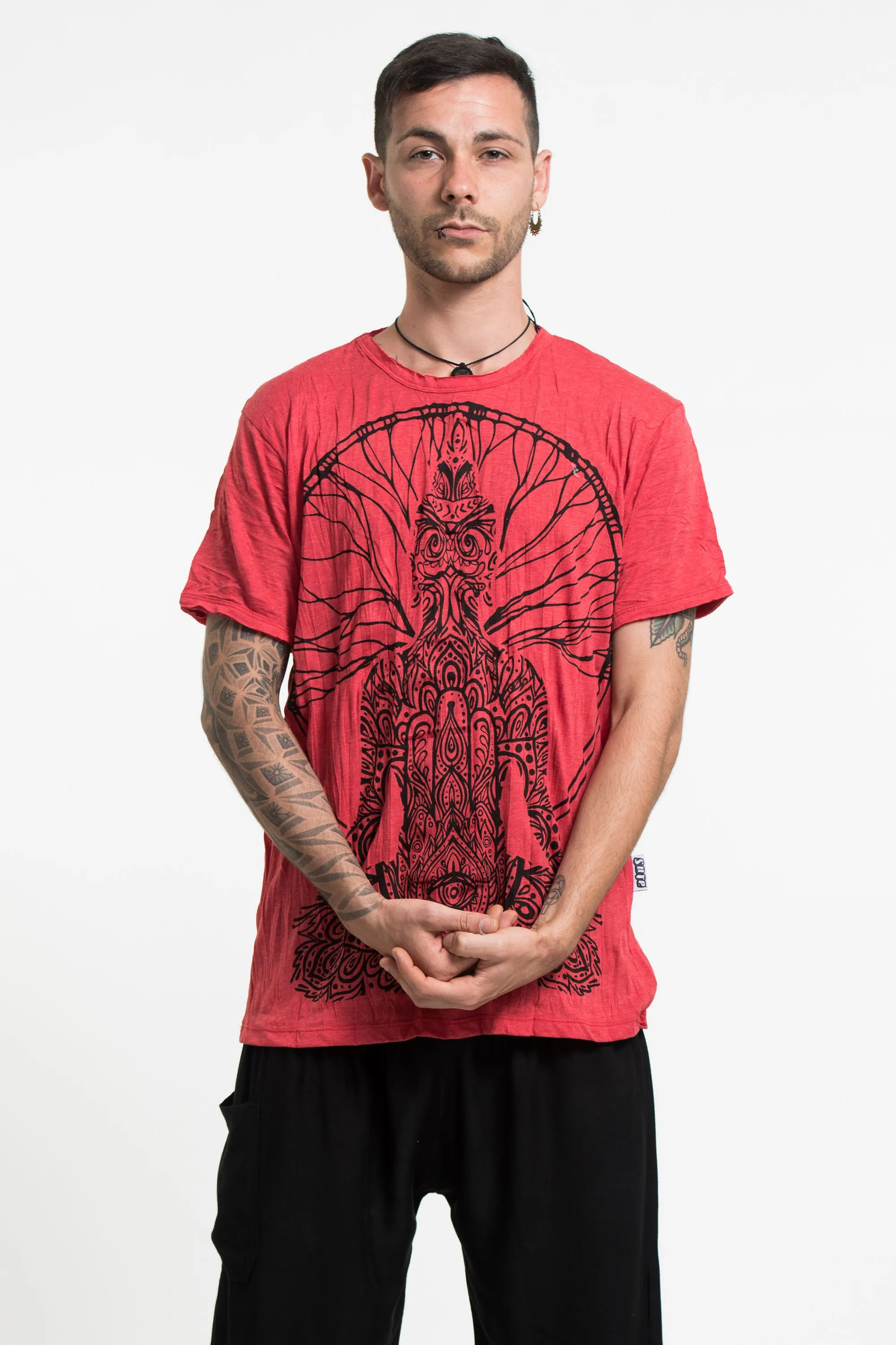 Mens Hamsa Meditation T-Shirt in Red