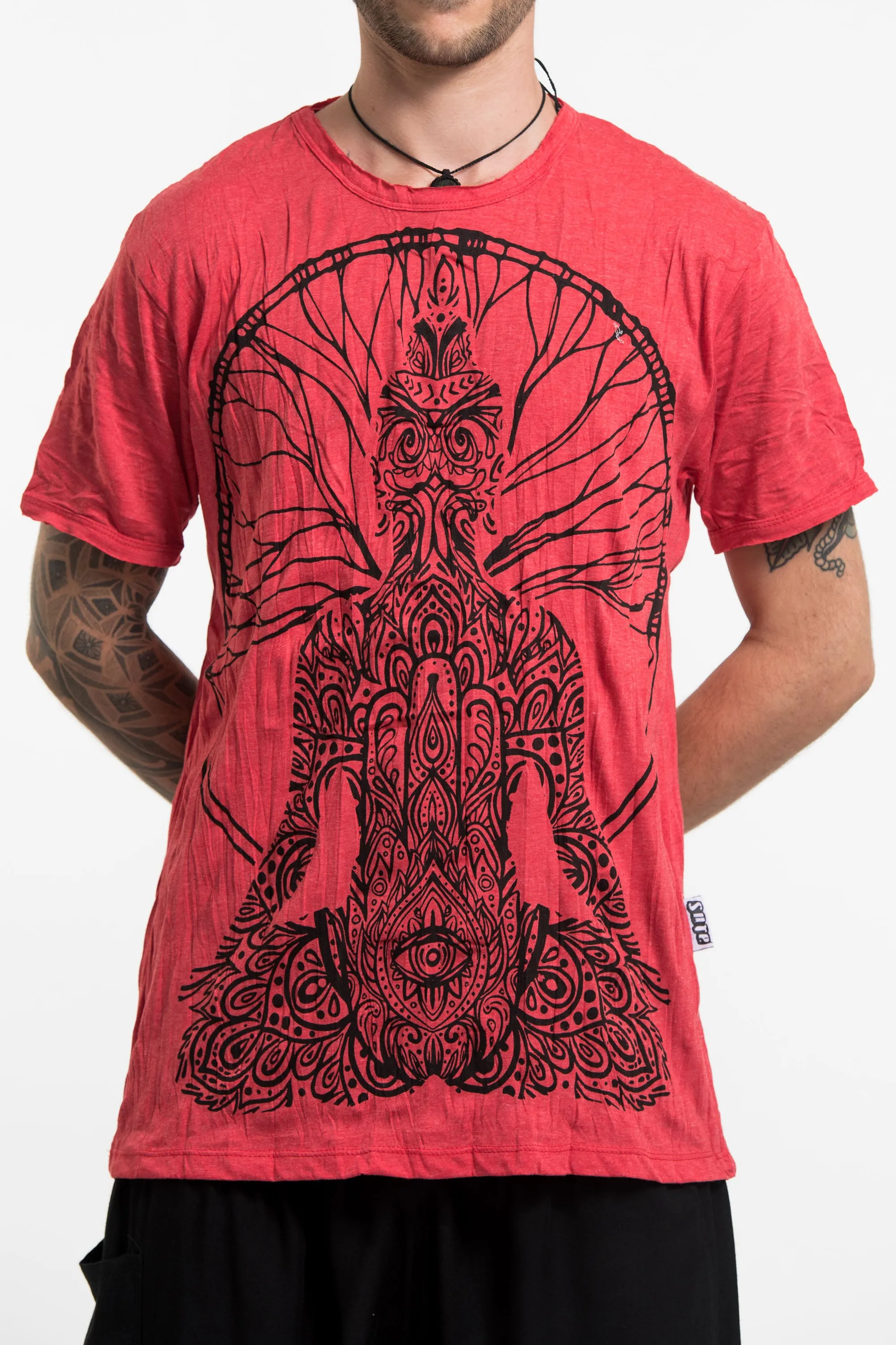 Mens Hamsa Meditation T-Shirt in Red