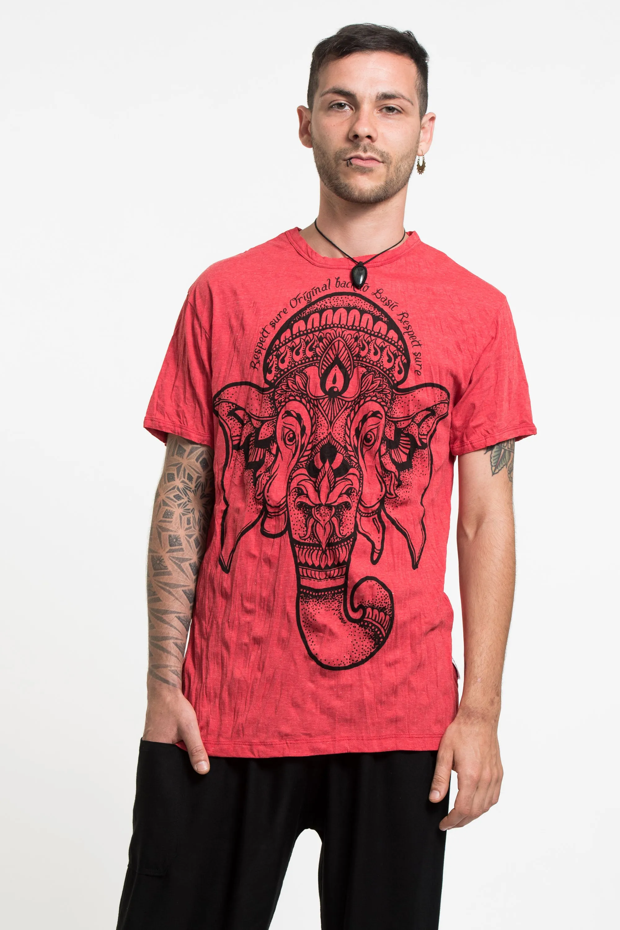 Mens Lotus Ganesh T-Shirt in Red