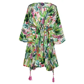 Primavera Cactus Italian Silk Short Kaftan