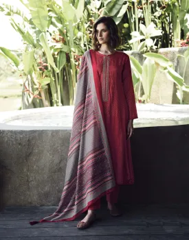 Pure Cotton Silk Unstitched Women Red Salwar Suit Dress Material