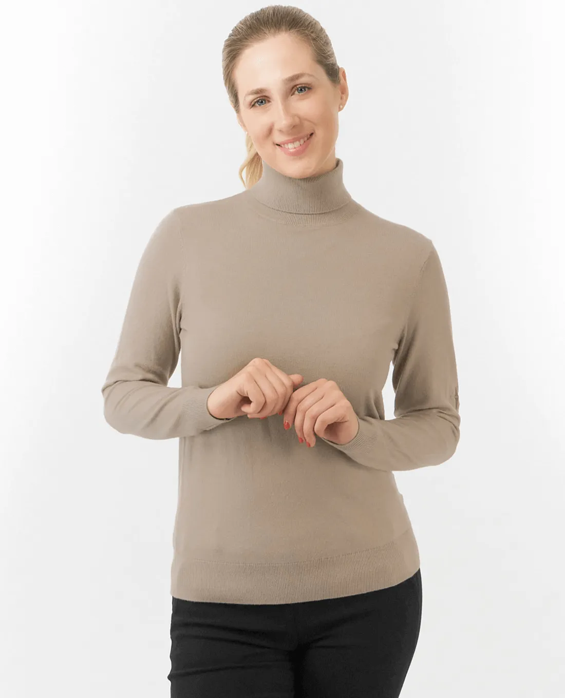 PURE GOLF Simone Roll Neck Jumper 505 Cappuccino