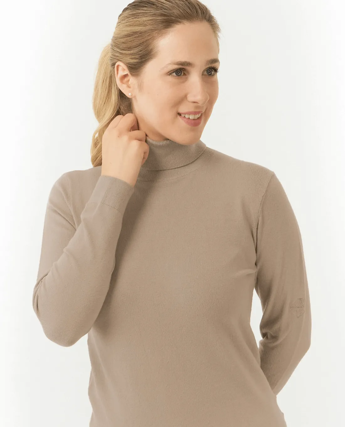 PURE GOLF Simone Roll Neck Jumper 505 Cappuccino