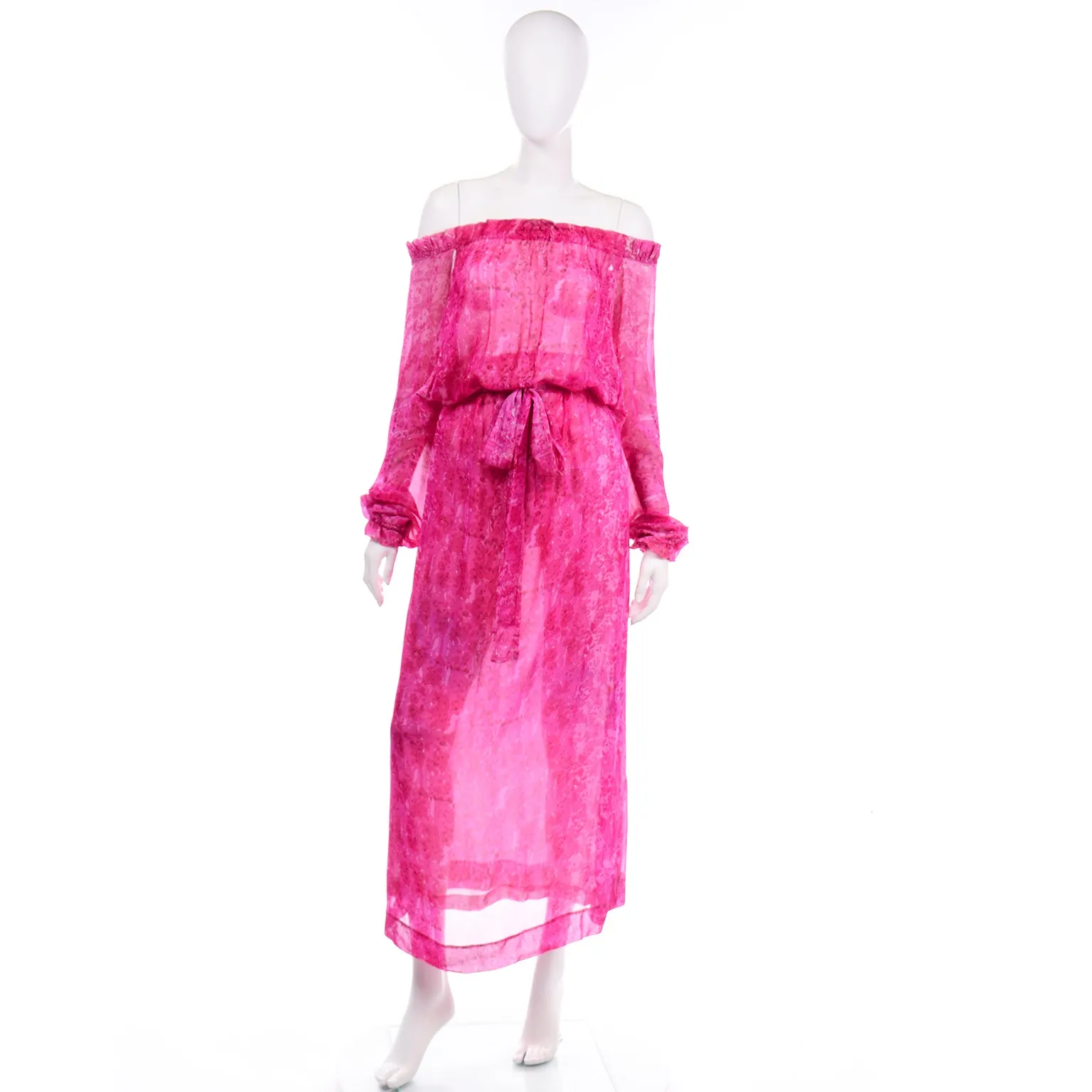 RESERVED // 1970s Givenchy Nouvelle Boutique Sheer Pink Silk Low Back Dress