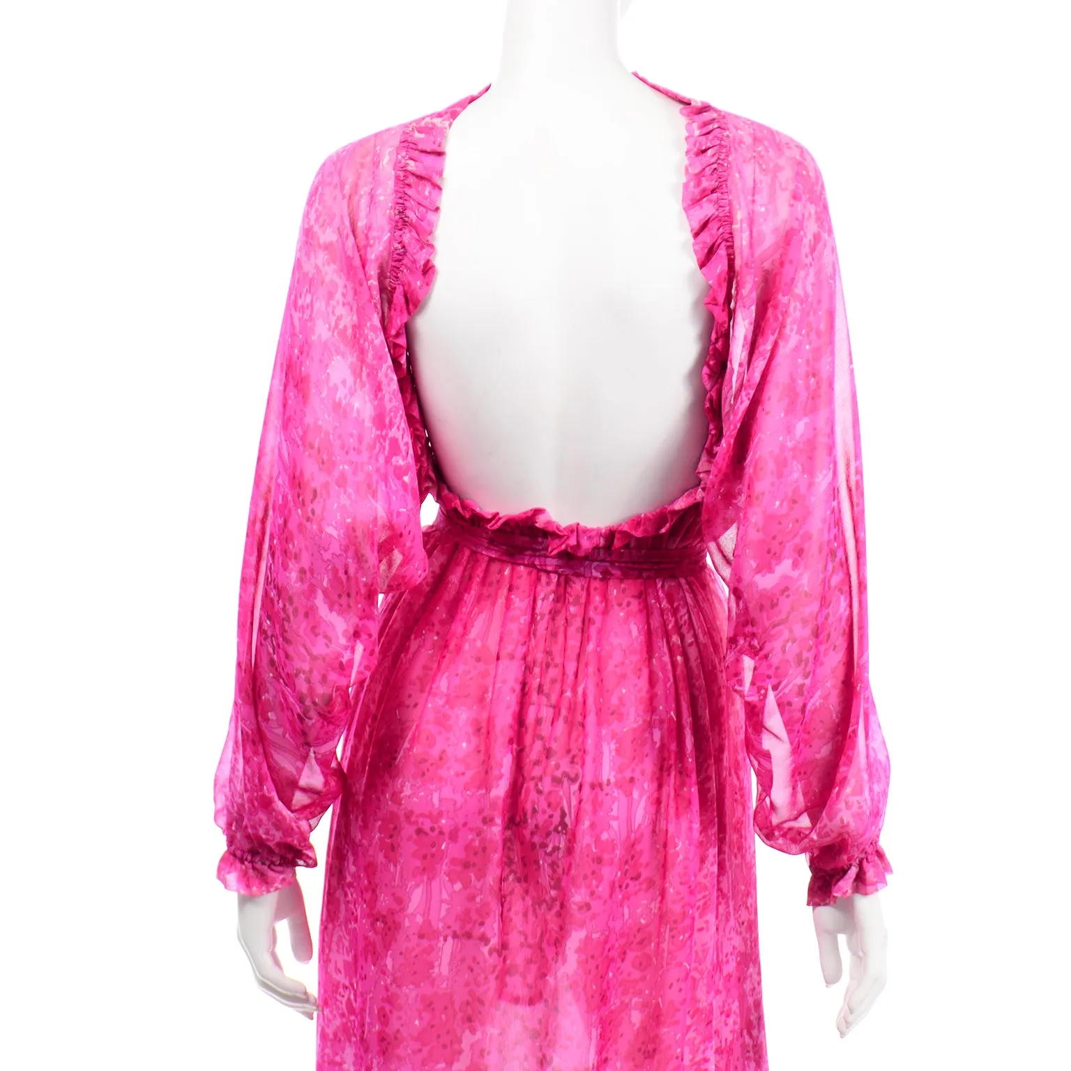 RESERVED // 1970s Givenchy Nouvelle Boutique Sheer Pink Silk Low Back Dress