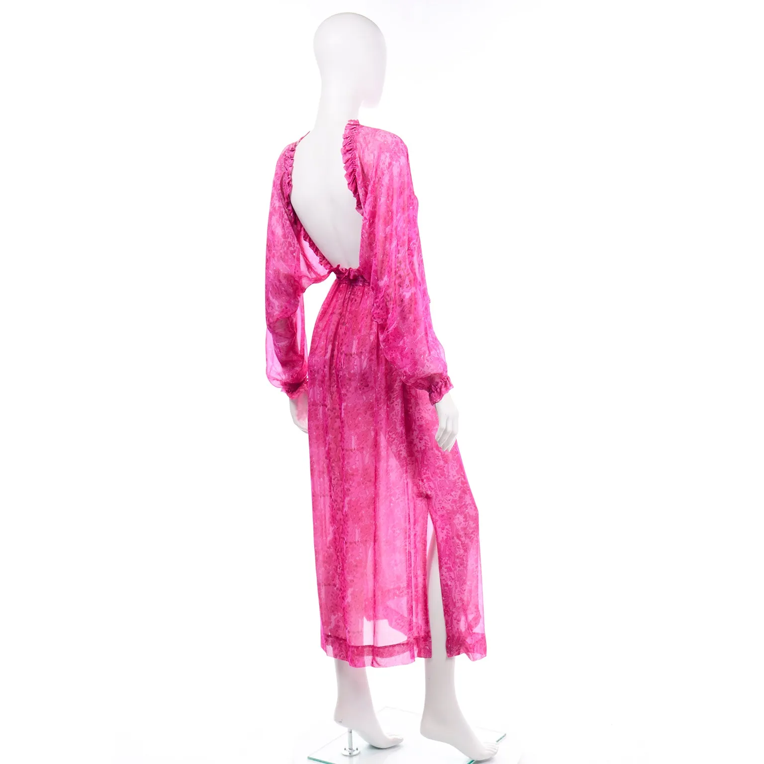 RESERVED // 1970s Givenchy Nouvelle Boutique Sheer Pink Silk Low Back Dress