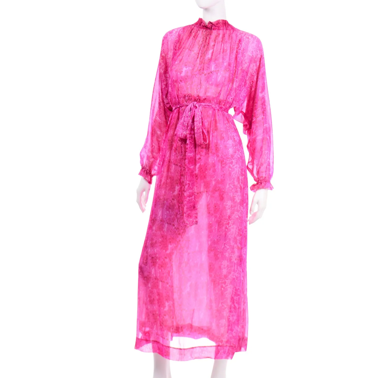 RESERVED // 1970s Givenchy Nouvelle Boutique Sheer Pink Silk Low Back Dress