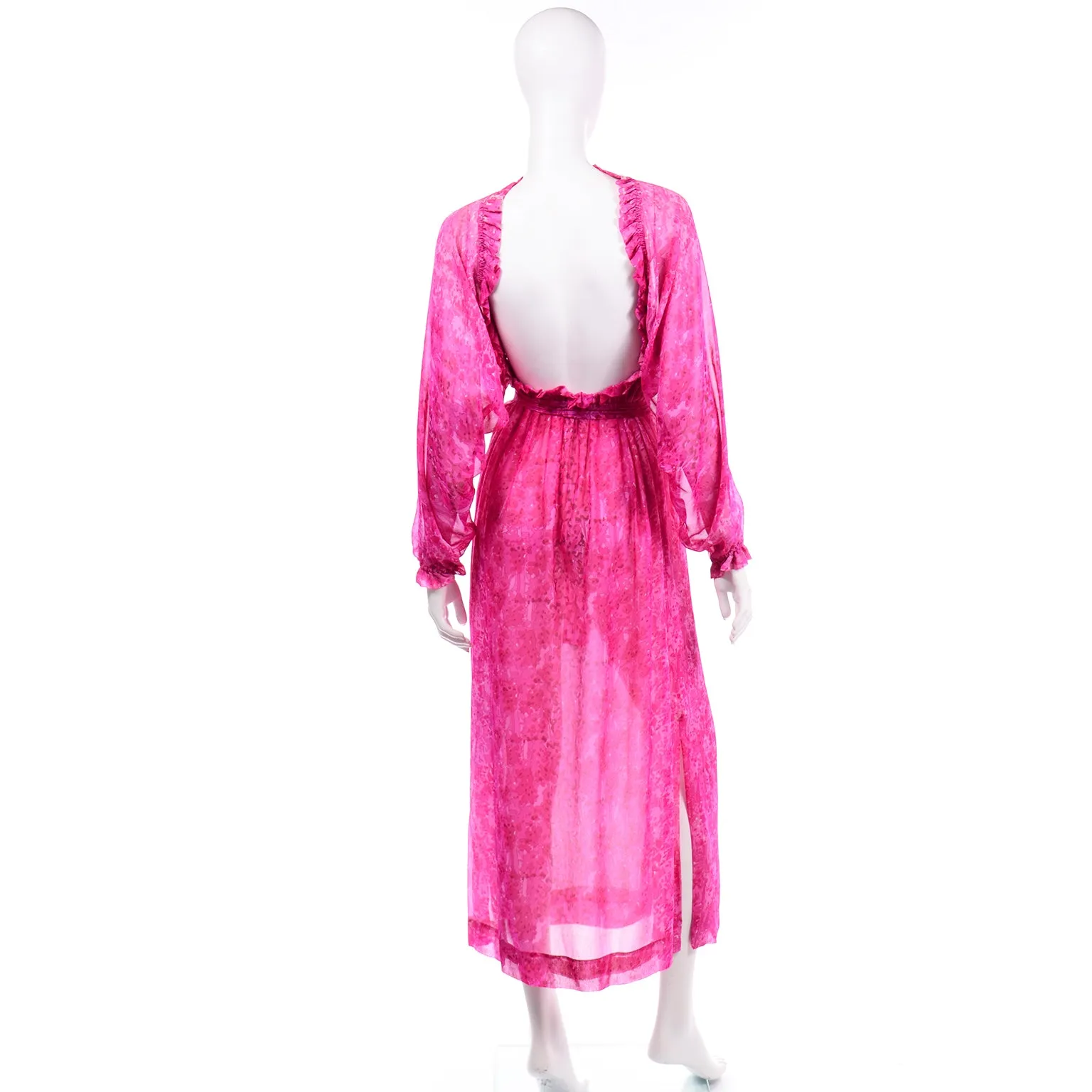 RESERVED // 1970s Givenchy Nouvelle Boutique Sheer Pink Silk Low Back Dress