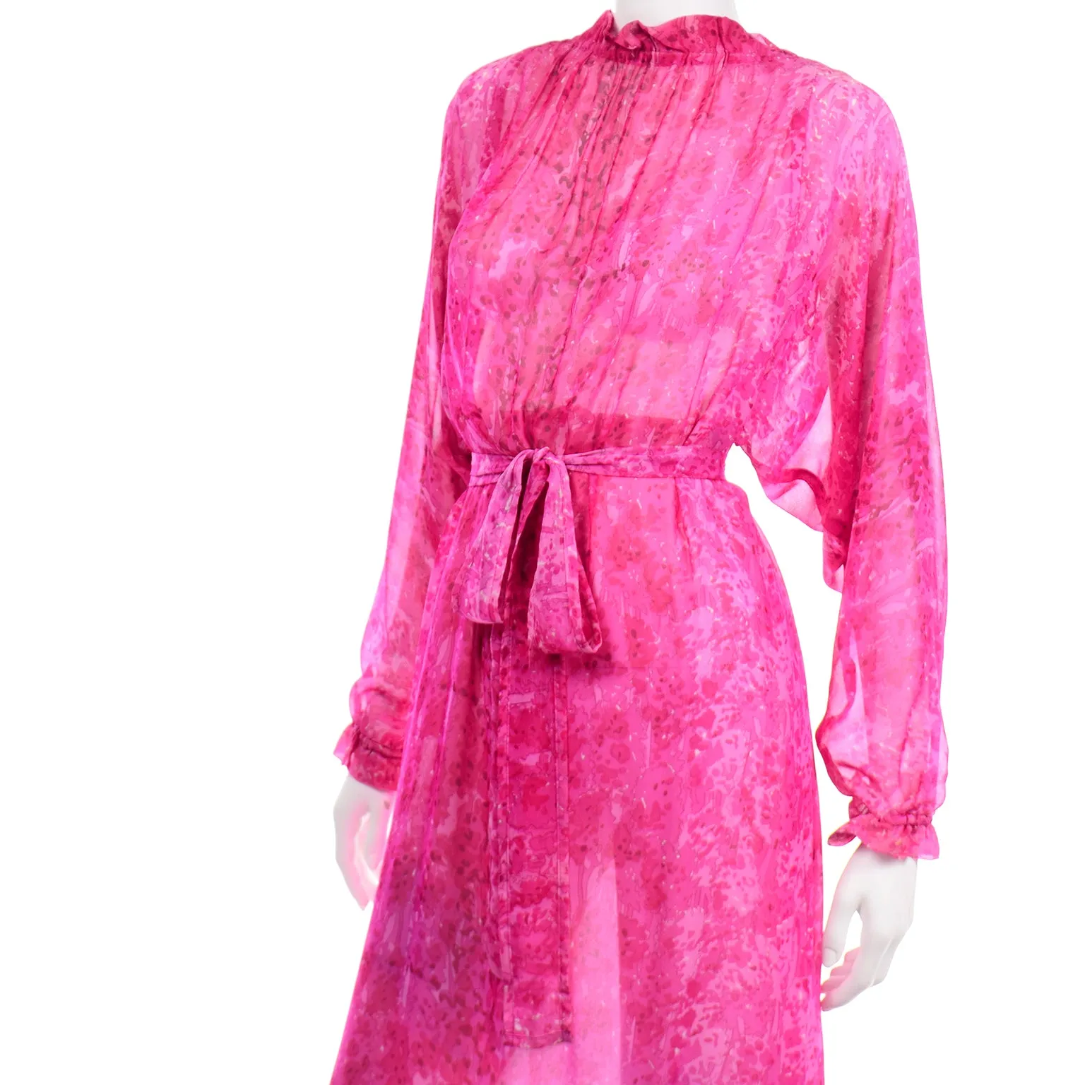 RESERVED // 1970s Givenchy Nouvelle Boutique Sheer Pink Silk Low Back Dress