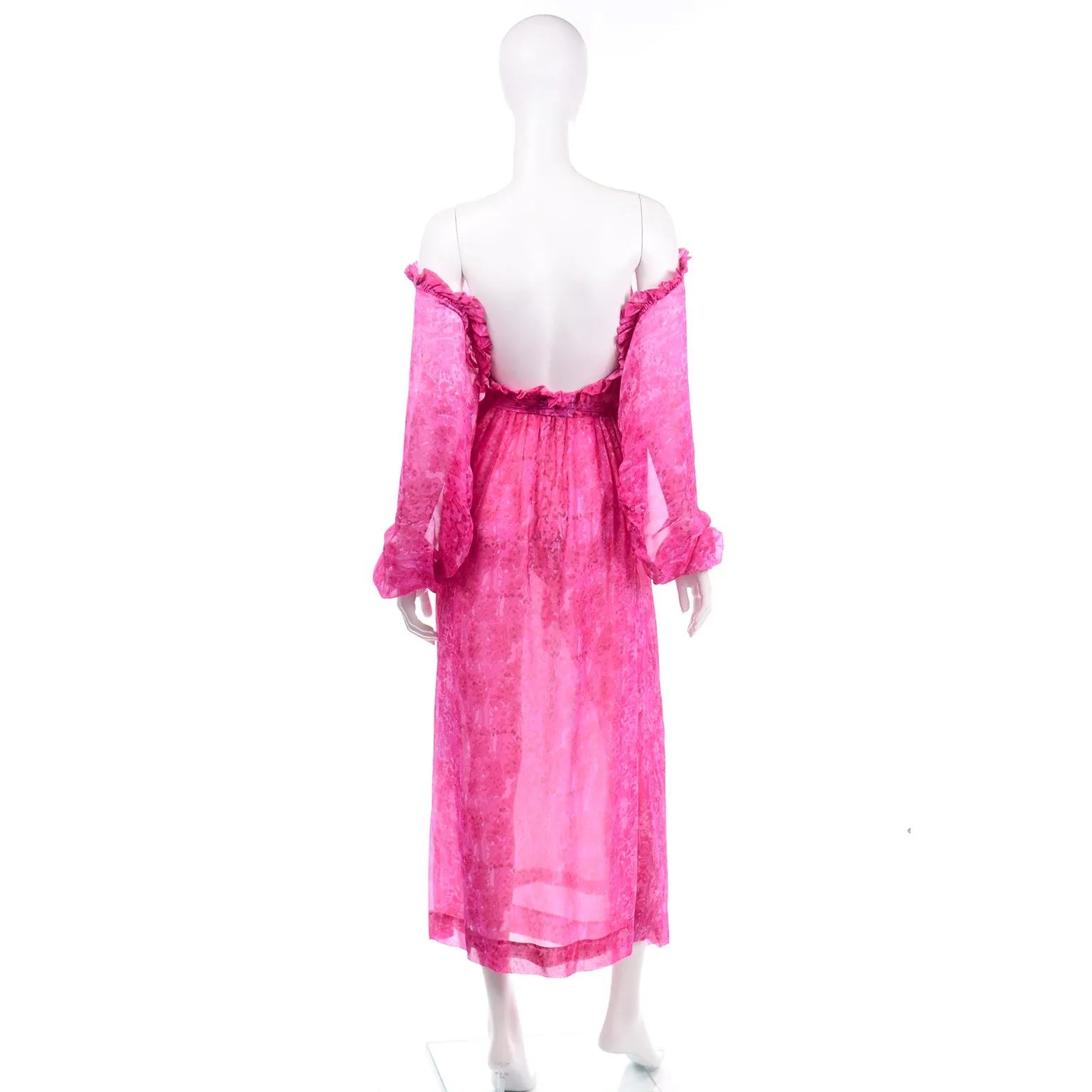 RESERVED // 1970s Givenchy Nouvelle Boutique Sheer Pink Silk Low Back Dress