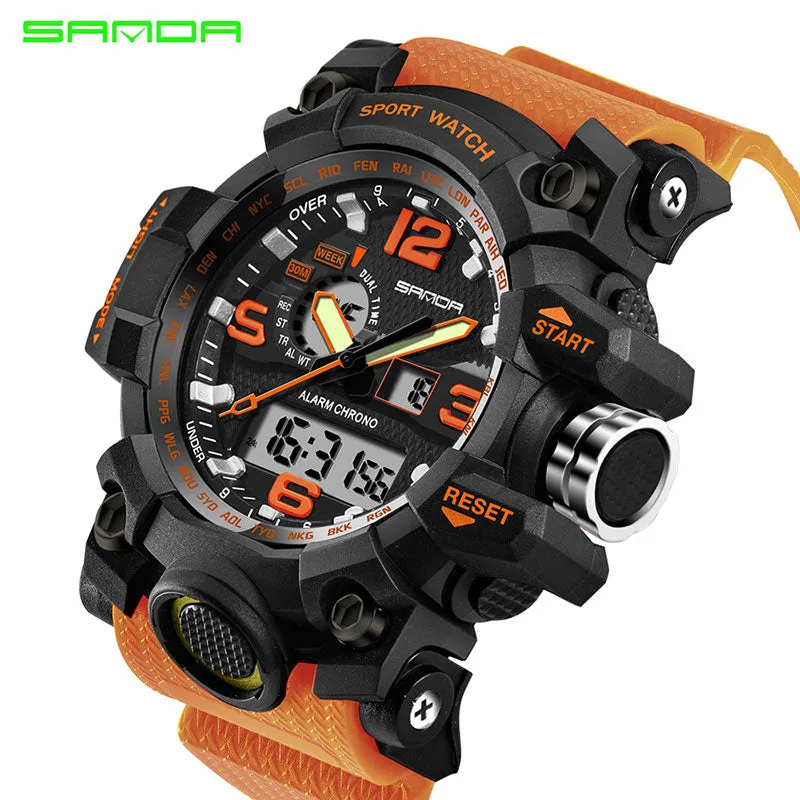 SANDA top luxury brand G style men's military sports watch LED digital watch waterproof men's watch Relogio Masculino