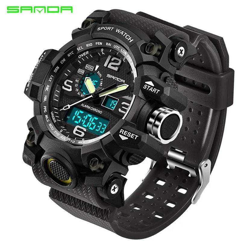 SANDA top luxury brand G style men's military sports watch LED digital watch waterproof men's watch Relogio Masculino