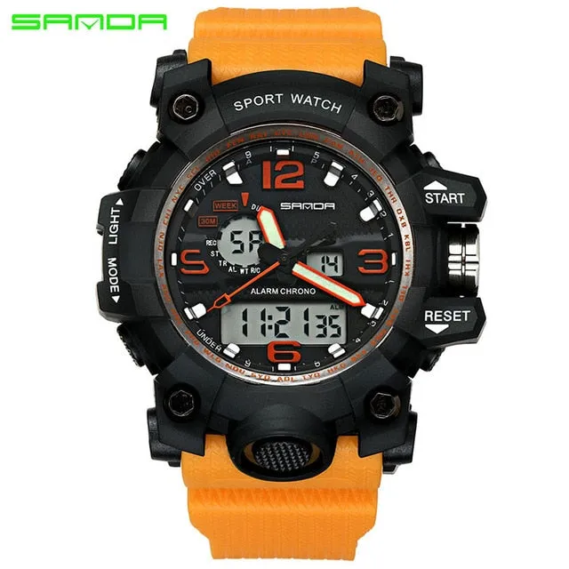 SANDA top luxury brand G style men's military sports watch LED digital watch waterproof men's watch Relogio Masculino